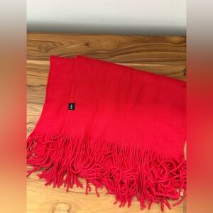 Red Echo Fringed Knit Scarf